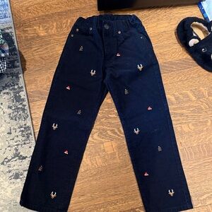 Janie and Jack Navy Embroidered Kids Pants